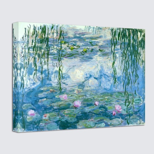 Wieco Art Water Lilies Floral Canvas Prints Wall Art by Claude Monet Famous Oil Paintings Flowers Reproduction for Kitchen Bedroom Bathroom Home Decor Modern Classic Landscape Pictures Giclee Artwork - 16x12inch (40x30cm)