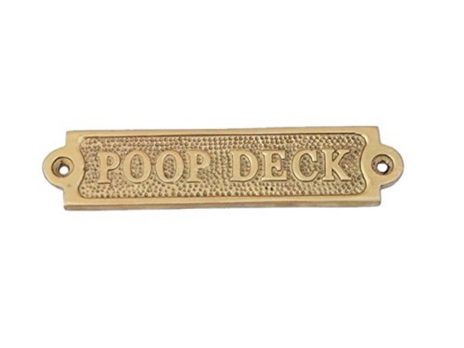 New Age Imports, Inc. Brass Poop Deck Sign 6" - Solid Brass Wall Plaque - Novelty Sign