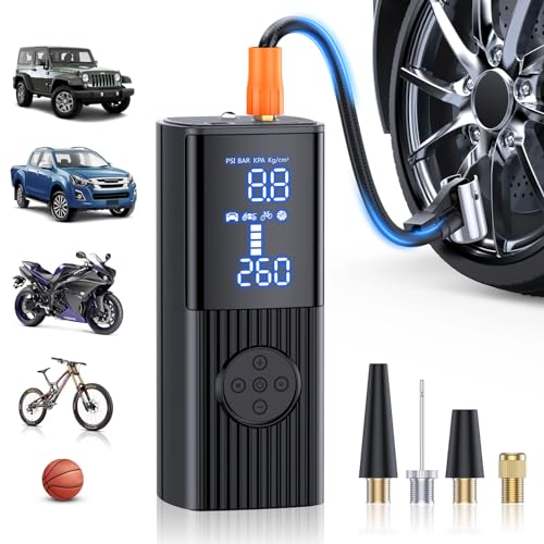 Tire Inflator Portable Air Compressor-180PSI & 20000mAh Portable Air Pump, Accurate Pressure LCD Display, 3X Fast Inflation for Cars, Bikes & Motorcycle Tires, Balls. - C2