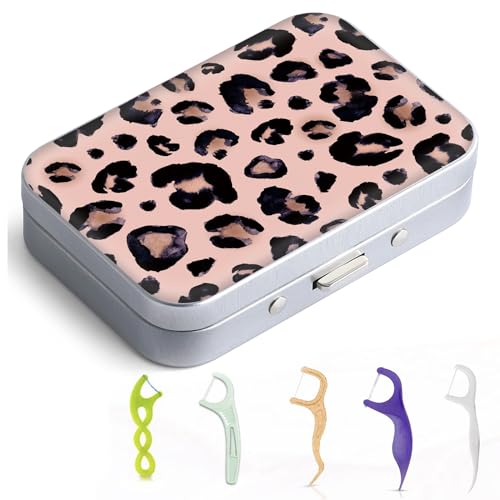 Gerkia Dental Floss Portable Case, Easy to Store Floss Picks of Various Sizes, Portable Dental Floss Dispenser is Perfect for Travelling, Hotels, Dinners, Appointments.Leopard Print - Leopard Print