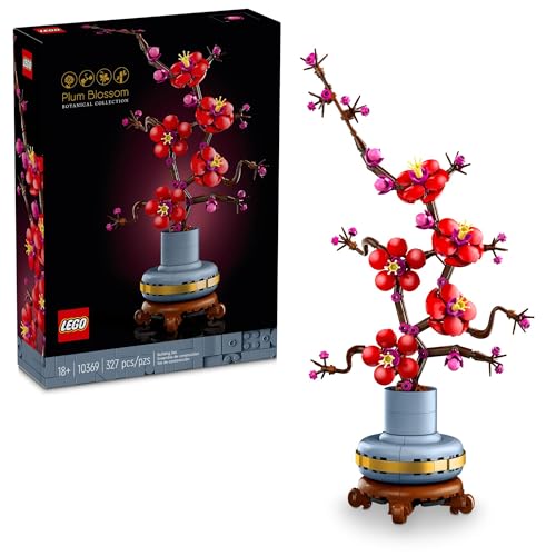 LEGO Icons Plum Blossom Flower Décor, Display, Zero Maintenance Plant Gift for Teens and Adults, Artificial Flower Home Décor, Office Décor, Botanical Collection Building Set, Relaxing Activity, 10369