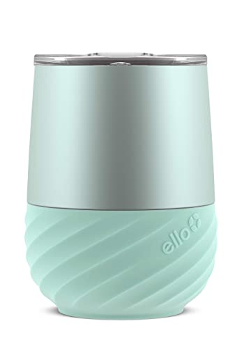 Ello Clink Vacuum Insulated Stainless Steel Tumbler - Wine Glass with Silicone Protection Coaster, 12oz, Yucca - Yucca