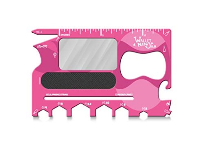 Wallet Ninja 2.0 (Advanced 20-in-1 Multitool, Now With Mirror + Nail File) (Pink) - Pink