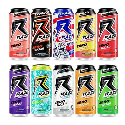 Raze Energy Drinks by Repp Sports Rapid Hydration Zero Sugar 16 Ounce cans (All Flavor Pack, 12 Cans)
