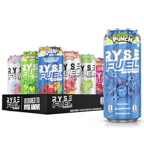 RYSE Up Supplements RYSE Fuel Sugar Free Energy Drink | Vegan Friendly, Gluten Free | 0-5 Calories | 200mg Natural Caffeine | 12 Pack (Variety Pack) - Variety Pack