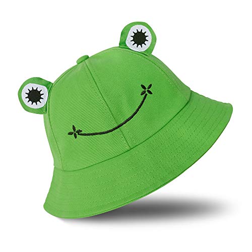 SAOROPEB Frog Hat for Adult Teens, Cute Frog Bucket Hat, Cotton Bucket Hat Funny Hat Fisherman Hat for Men Women - Medium - Green