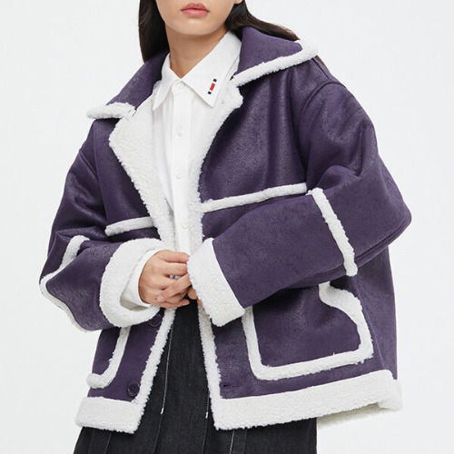 [WOOZI collection] MINIMAL MOUTON JACKET PURPLE - 로맨틱크라운