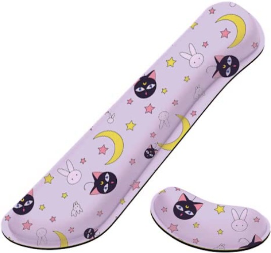 Sailor Moon Keyboard Wrist Rest Anime Cute Kawaii Mouse Pad with Wrist Support Purple Mouse pad Enlarge Gel Memory Foam for Computer Desk Decor Accessories