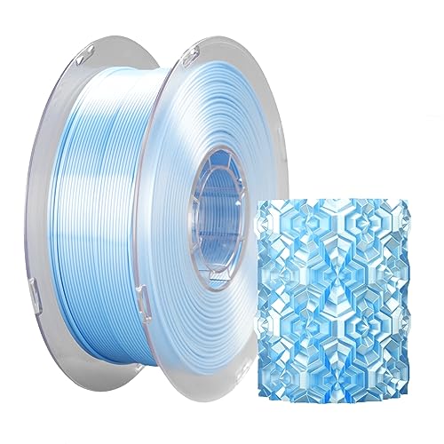 PLA Seda Brillante Filamento kexcelled 1,75mm para Impresora 3D, Silk Filamento de Impresión 3D con Acabado Suave y Sedoso, Alta Tenacidad, Precisión Dimensional +/- 0,03mm, 1kg(2,2lbs), Azul Claro - Azul Claro - 1,75MM 1KG