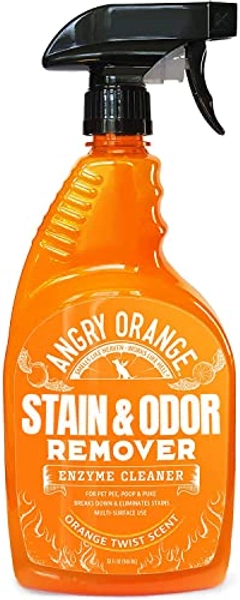 Angry Orange Stain Remover - 32oz Enzyme Pet Cleaner - Dog & Cat Urine Destroyer and Stain Remover - Citrus Spray Cleaning Solution - Puppy Supplies