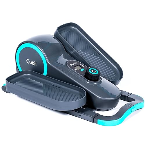 Cubii GO Aqua - Under Desk Elliptical, Bike Pedal Exerciser, with Illuminated LCD Fitness Tracker Screen, Adjustable Resistance, Work from Home Fitness, Built-in Wheels and Handle