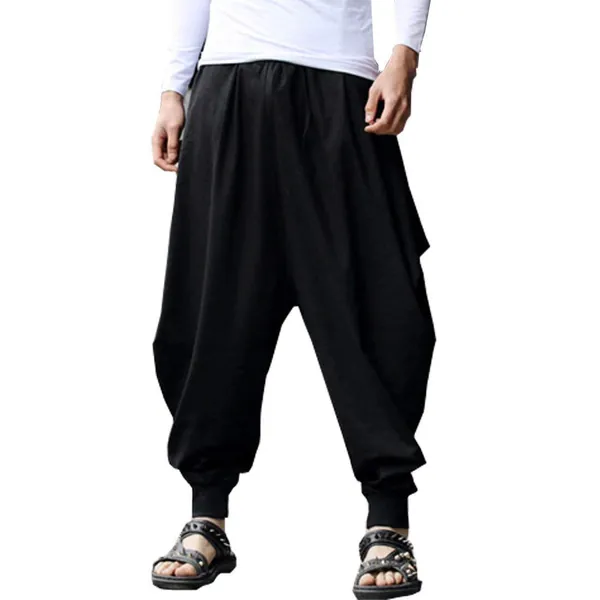 ONTTNO Men's Loose Stretchy Waist Casual Ankle Length Pants - Black