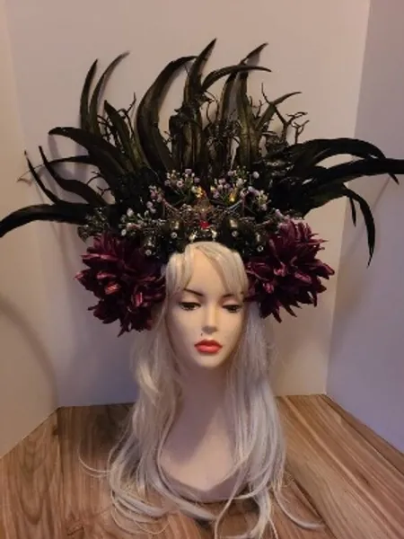 Vampire Queen Headpiece Feather Headdress Skull | Etsy