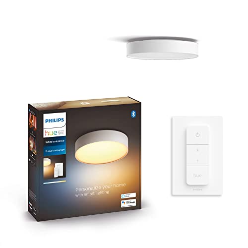 Philips Hue NEW Infuse White and Colour Ambiance Smart Ceiling Light [Medium - White] with Bluetooth. Works with Alex, Google Assistant and Apple Homekit - Small - Enrave - White