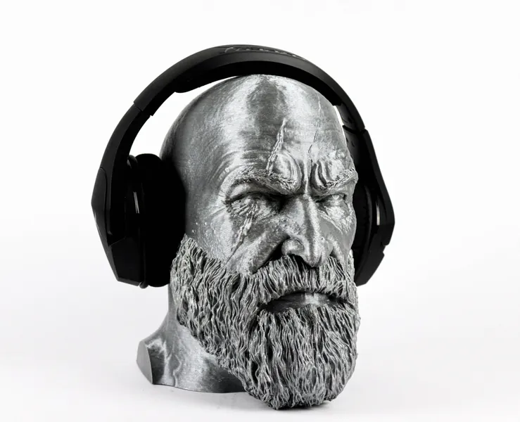 God of War Headphone Stand, Kratos Headphone Holder, Ragnarok Head, Gift for Gamer