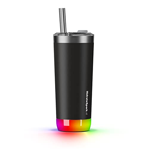Hidrate Spark PRO Smart Tumbler – Insulated Stainless Steel – Tracks Water Intake with Bluetooth, LED Glow Reminder When You Need to Drink – 20oz, Black - 20 oz - Black