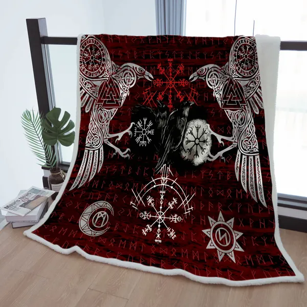 Viking Fleece/Sherpa Blanket Viking Prayer Vintage Throw Blanket To Mother Grandma Grandpa Gift