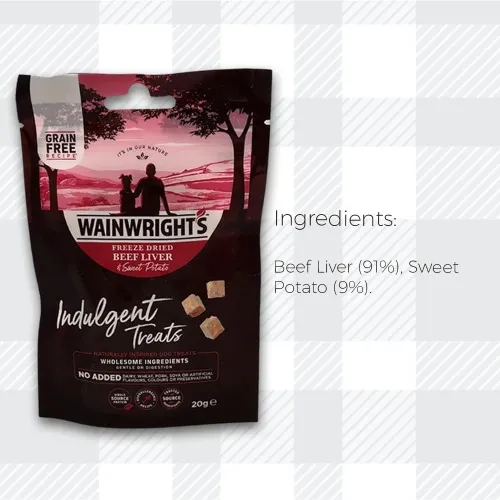 Wainwright's Freeze Dried Beef Liver & Sweet Potato Indulgent Adult Dog Treats 20g | Pets At Home