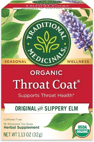 Traditional Medicinal Organic Throat Coat Herbal Tea - Caffeine Free - 16 Bags