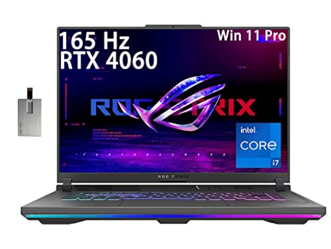 ASUS 2023 ROG Strix G16 16'' WUXGA 165Hz Gaming Laptop, Intel Core i7-13650HX, 32GB DDR5 RAM, 2TB SSD, NVIDIA GeForce RTX 4060, RGB 4zone Backlit Keyboard, Win 11Pro, Gray, 32GB SnowBell USB Card - 32GB DDR5 | 2TB PCIe SSD