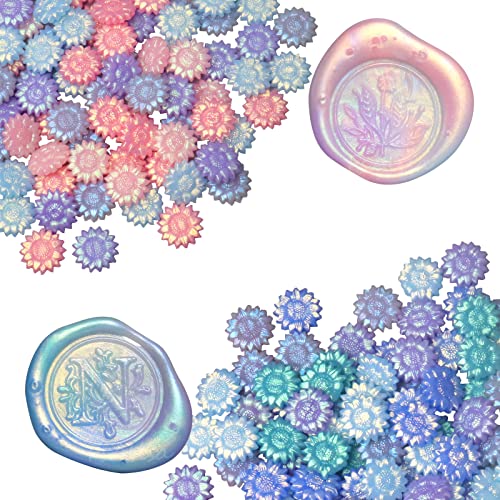 FsAlisa Sealing Wax Beads 200Pcs Sunflower Wax Seal Beads for Wax Seal Stamp, Great for Embellishment of Cards, Envelopes, Wedding Invitations, Wine Packages, Gift Wrapping (Aurora Set) - Aurora Set