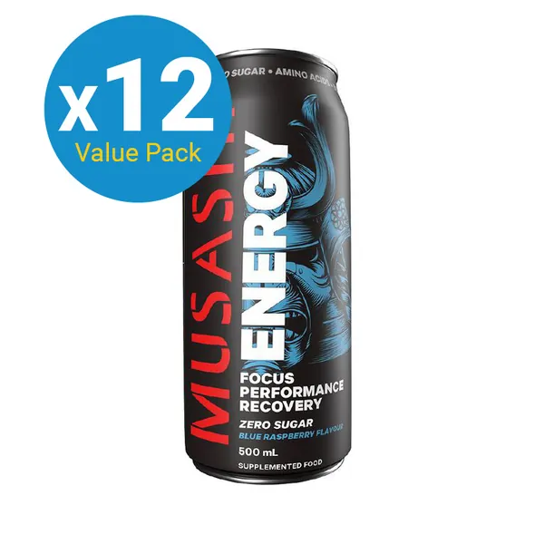 Musashi Energy Drink - Blue Raspberry 500ml x 12