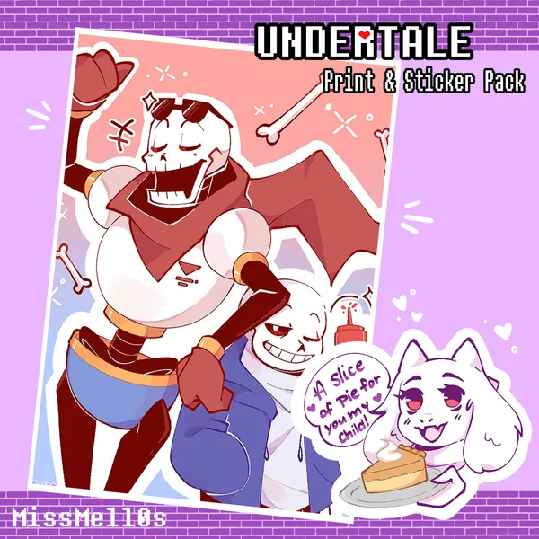 Undertale | Sans&Papyrus 4x6 Mini Print + Toriel Sticker