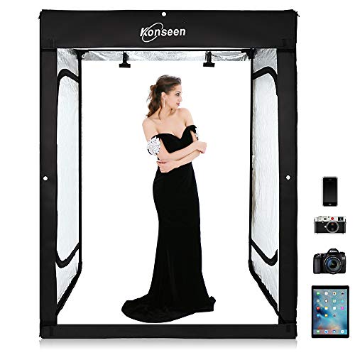Professional Photo Light Box Photography Studio Dimmable LED Large Shooting Tent Cube 47x39x78inch Video Continuous Lighting Lightbox Soft Box with 3 Colors PVC Backdrops and Carrying Bag