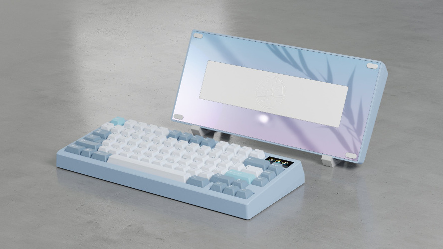 【Limited Stock】Zoom75 Collection | Sky Blue Case & Glass Sky Blue Back Plate / E-white Alu Weight / Tri-mod Flex Cut Hotswap RGB PCB