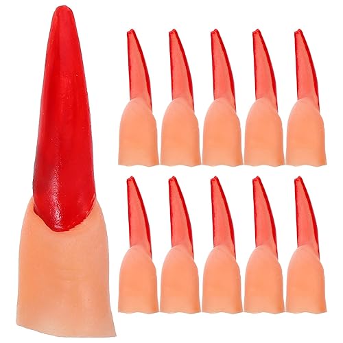20pcs Fake Witch Fingers Halloween Finger Claws for Zombie Scary Witch Nails for Reading Martian Plastic Finger Extensions Make up Fingernail for Man Women