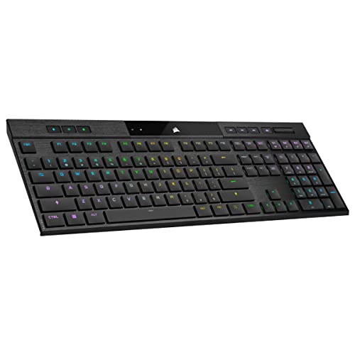 Corsair K100 AIR Wireless RGB Mechanical Gaming Keyboard - Ultra-Thin, Sub-1ms Slipstream , Low-Latency Bluetooth, Cherry MX Ultra Low Profile Keyswitches - NA Layout, QWERTY - Black - K100 AIR WIRELESS - CHERRY MX Ultra Low Profile Switches