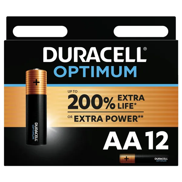 Duracell Optimum AA Alkaline Batteries [Pack of 12] 1.5 V LR6 MX1500