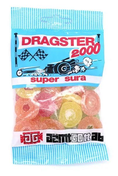 3 Bags x 50g of Dragster 2000 Super Sura - Original - Swedish - Fruit - Sour - Wine Gums - Candies - Sweets