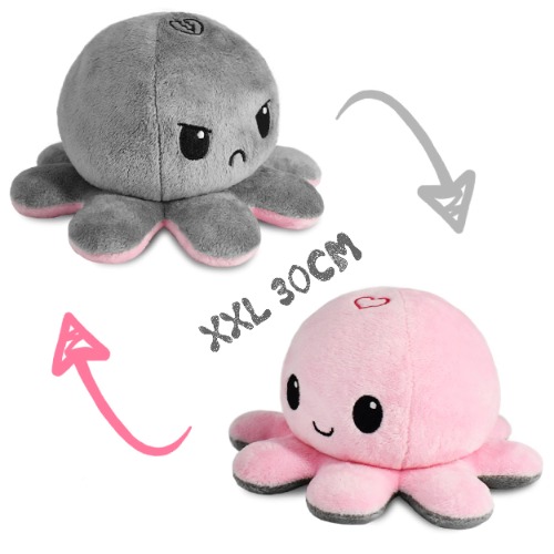 Reversible Octopus Plush (Pink/Grey)