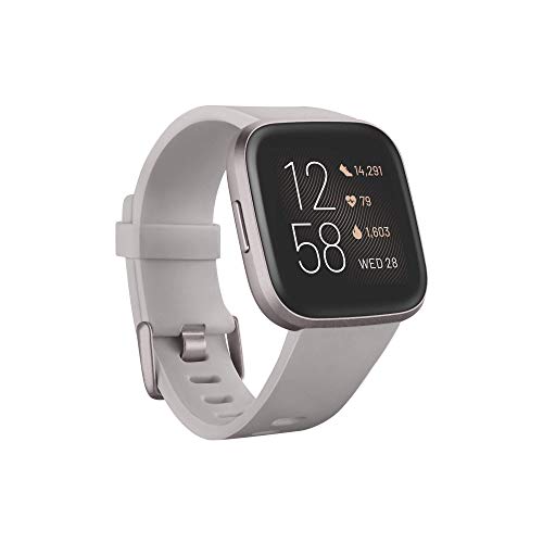 Fitbit Versa 2 Health & Fitness Smartwatch with Voice Control, Sleep Score & Music - Stone/Mist Grey - Versa 2 Standard Edition