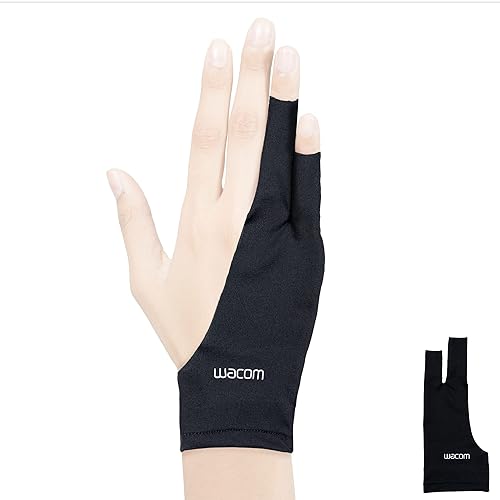 Wacom Drawing Glove, Two-Finger Artist Glove for Drawing Tablet Pen Display, 90% Recycled Material, eco-Friendly, one-Size (1 Pack), Black - Glove