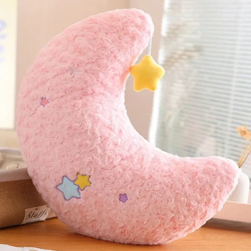 Pastel Magic Moon and Star Pillow for Dreamy Comfort - Pink Moon