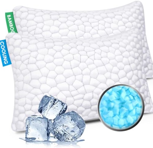 SUPA MODERN Cooling Bed Pillows for Sleeping 2 Pack Shredded Memory Foam Pillows Adjustable Cool Pillow for Side Back Stomach Sleepers Luxury Gel Pillows Queen Size Set of 2 Washable Removable Cover - Queen (2 Count) - Original White