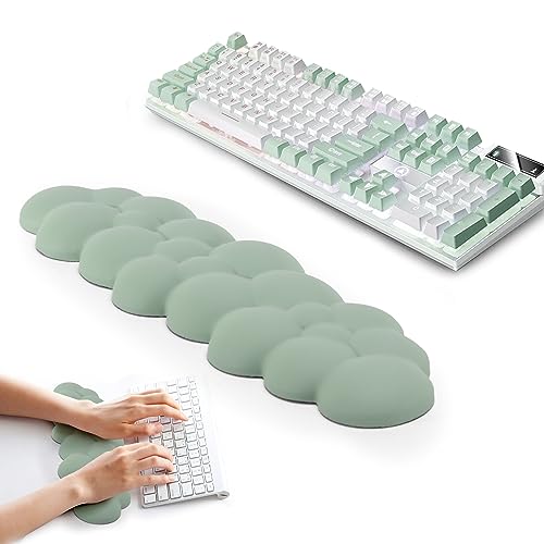 Keyboard Cloud Wrist Rest, Memory Foam Wrist Rest for Computer Keyboard, Ergonomic Palm Rest, Wrist Support for Keyboard, Mouse Pad Wrist Support - Ideal for Office, Laptop, and Computer Use (Green) - Green - Wrist Rest