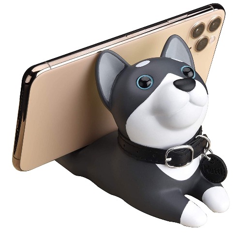 QOGRISUN Cute Cell Phone Stand for Desk, Dog Phone Holder, Animal Desk Accessories, Angle Adjustable, Mount for iPhone Smartphones and Tablets, Husky - Husky