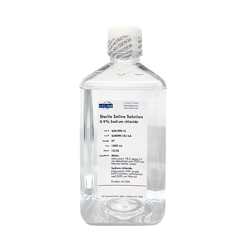 0.9% Normal Saline Solution - 0.22um Filtered and Sterile - 1000mL (1 Liter) - 1
