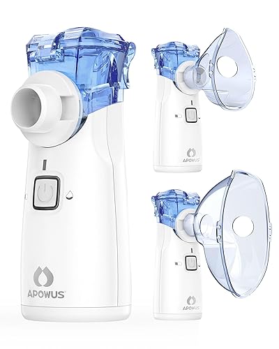 Portable Nebulizer - Nebulizer for Adults and Kids, Nebulizer Machine for Adults and Kids with 3 Nebulizer Masks and Adjustable Nebulization Rate, Handheld and Easy to Use - Blue-apowus