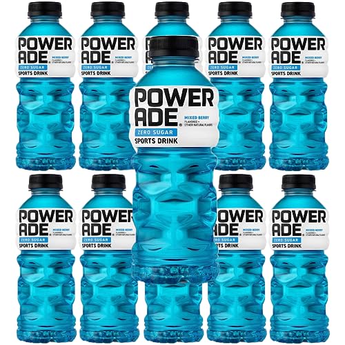 Powerade Zero Sugar, 20oz Bottles, Pack of 10 (Mixed Berry) with Bay Area Marketplace Napkins - Mixed Berry