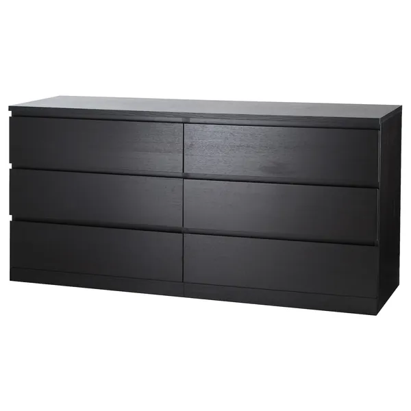 MALM 6-drawer dresser - black-brown 63x30 3/4 "