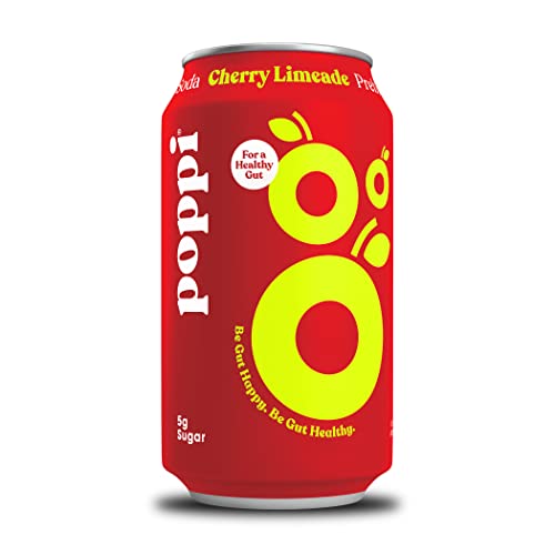POPPI Sparkling Prebiotic Cherry Limeade Soda w/ Gut Health & Immunity Benefits, Beverages made with Apple Cider Vinegar, Seltzer Water & Fruit Juice, Low Calorie & Low Sugar Drinks, 12oz (12 Pack) (Packaging May Vary) - Cherry Limeade - 12 Fl Oz (Pack of 12)