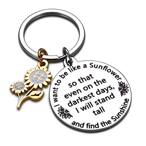 Inspirational Spiritual Keychain Sunflower Charm Gifts for Women Her Best Friend Him Birthday Christmas Graduation Floral Gifts for Adult Teen Girls Daughter Come of Age Friendship Key Ring Present