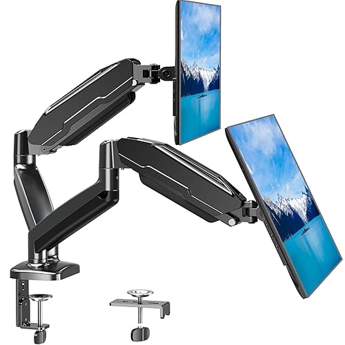 MOUNT PRO Dual Monitor Mount Fits 13 to 32 Inch Computer Screen, Height Adjustable Monitor Stand for 2 Monitors, Gas Spring Monitor Arm Holds up to 17. 6lbs Each, Monitor Desk VESA Mount, Black - Dual Monitor Mount