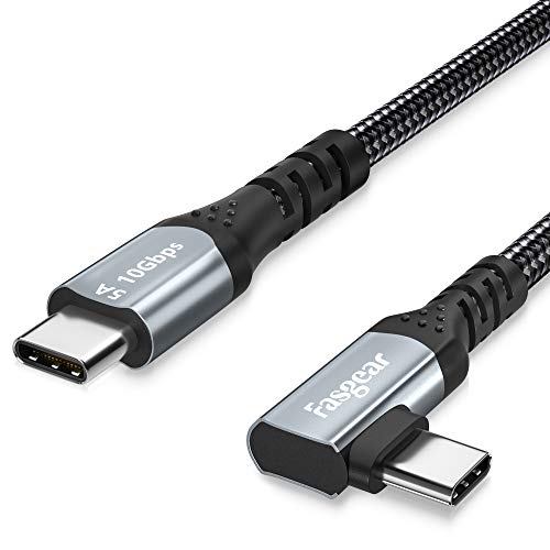 Fasgear USB C to USB C 3.1 Gen 2 Cable 10ft, 10Gbps 100W(20V/5A) Power Delivery with E-Marker Chip 10Gbps Data Sync 4K@60Hz Video Output Compatible for Type-C Devices,Quest Link,MacBook (Black) - 10ft(3m) - Black