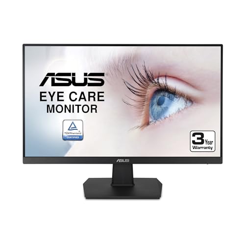 ASUS VA24EHE 23.8” Monitor 75Hz Full HD (1920x1080) IPS Eye Care HDMI D-Sub DVI-D,Black - 75hz Frameless