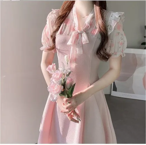 fiona Lovely Flower Ribbon Flared Dress | Floral Dresses for Women | KOODING